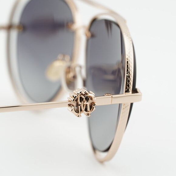 Roberto Cavalli SRC032M 0300 Sunglasses Gold Aviator Frame, Grey Lenses main image 8